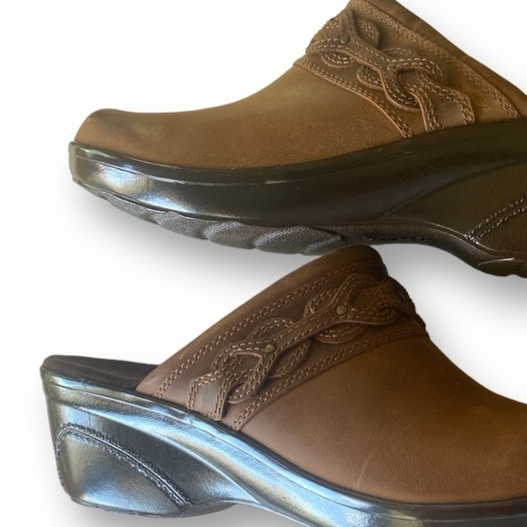 CLARKS Marion Coreen DARK TAN Wedge Mules Clog 2 1/2” Size 11  NW…Minimalist - Picture 8 of 14